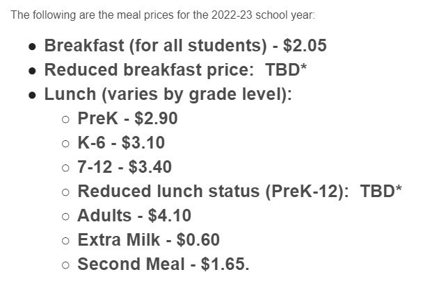 Meal Prices