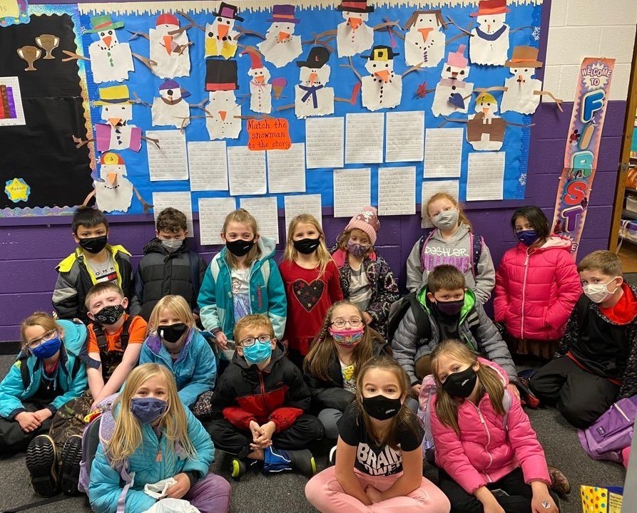 First Grade and Their Snowmen