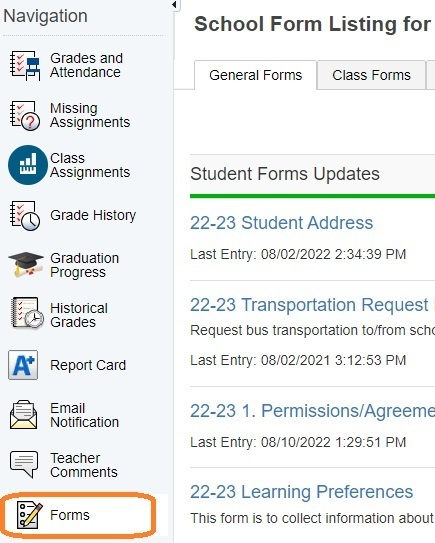 Student Forms